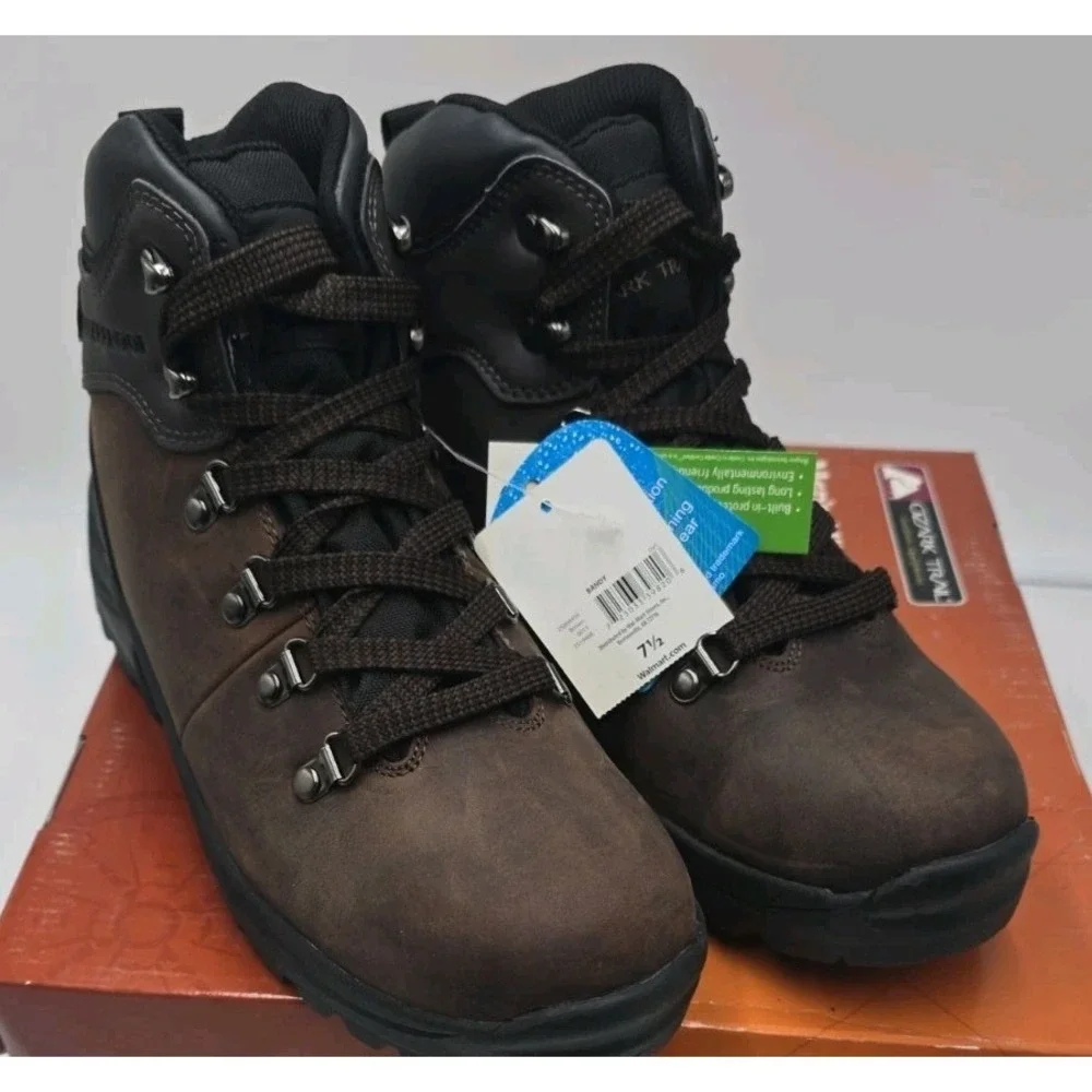 Ozark Trail Bandy  Men's Hiking Boots 7.5 Dark Brown Leather Waterproof